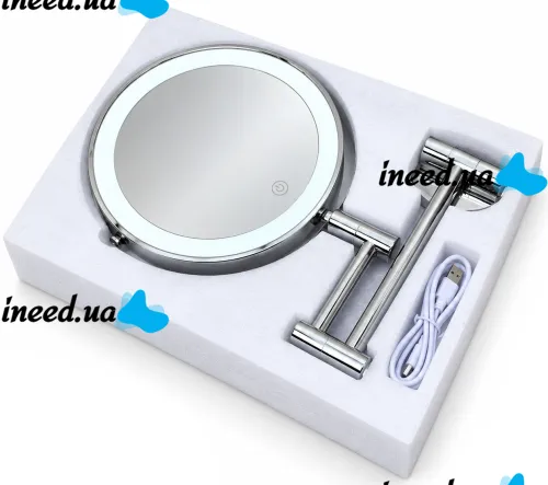 Frap F6108 20 cm Cosmetic Wall Mirror for Makeup and Shaving, Swivel Mirror with LED Lighting and 3× Magnification Wall Makeup Mirror M1002