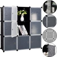 Складной шкаф органайзер для вещей Storage Cube Cabinet MP-39-61 110х110х35 см пластиковая тумба на 9 секций полочка для одежды и обуви Черная