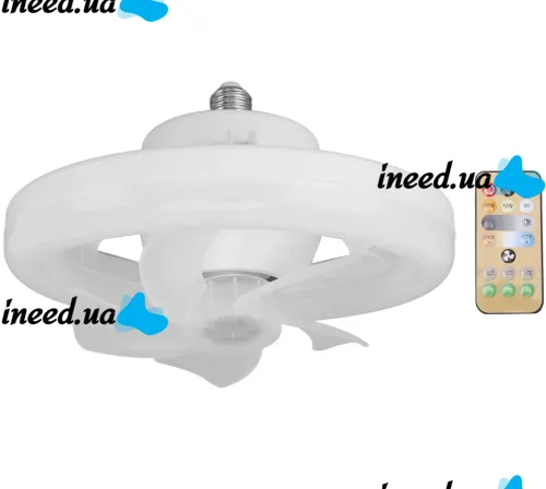 Электрический потолочный вентилятор лампа LED Fan Light CHP-008 2835 2в1 в патрон E27 с пультом дистанционного управления, RGB люстра с вентилятором