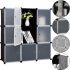 Folding wardrobe organizer for things Storage Cube Cabinet MP-39-61 110x110x35 cm plastic cabinet with 9 sections shelf for clothes and shoes Black