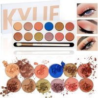 Kylie Royal Peach Eyeshadow Palette 12 Colors Decorative Dry Matte, Satin and Metallic Eye Shadow with Kylie Brush