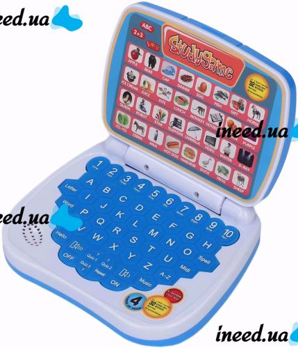 Дитячий навчальний ноутбук Study Game Ah-802Y інтерактивна розвиваюча іграшка на батарейках для вивчення англійського алфавіту для дітей від 3-х років
