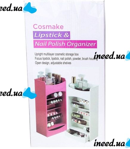 Настільний органайзер Cosmake MAG-891 для зберігання косметики і лаку Lipstick And Nail Polish на 8 полиць, косметична поличка з висувним ящиком