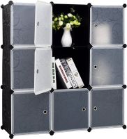 Складной шкаф органайзер для вещей Storage Cube Cabinet MP-39-61 110х110х35 см пластиковая тумба на 9 секций полочка для одежды и обуви Черная