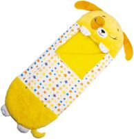 Sleeping Bag with Pillow for Children Happy Nappers Doggy 3 in 1 Children's Sleeping Bag 130X50 cm Cocoon Transformer, Pillow Toy with Zipper Yellow