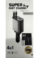 Super Fast Charge PT16 Car Charger with type c lightning voltmeter 4 in 1 120 W FM Transmitter, Car cigarette lighter Modulator
