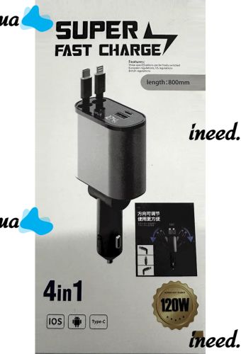 Super Fast Charge PT16 Car Charger with type c lightning voltmeter 4 in 1 120 W FM Transmitter, Car cigarette lighter Modulator