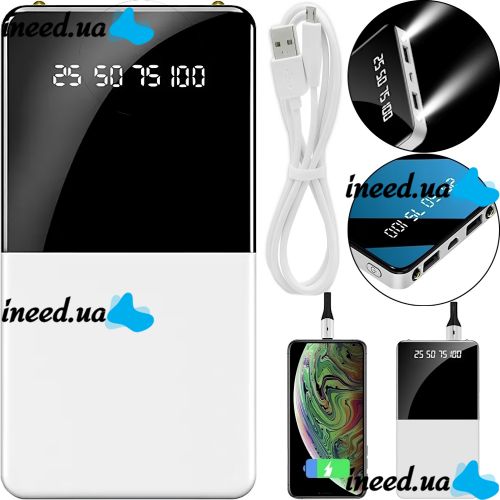 Зарядний пристрій УМБ Power Bank 20000 mAh Xiaomi Power Quantus MI 2.1 C 2xUSB повербанк з ліхтариком, зовнішній акумулятор батарея для телефону
