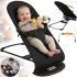 Детский шезлонг качалка Love Baby M00042-1 люлька с регулировкой наклона, дугой и игрушкой для новорождённого ребенка до 13 кг BabyBjörn Черная