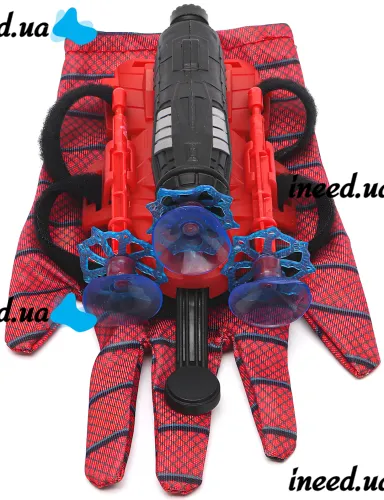 Детская игрушка перчатка бластер Человек Паук Spider Wrist Transmitter AND-5659 игрушечный пистолет на руку с арбалетом и 3 присосками Спайдер мен