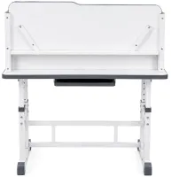 Bambi JU-5129 Convertible Children's Desk and Chair Set—Height-Adjustable Desk and Chair with Shelves and Backpack Holder, 26X-158, Gray