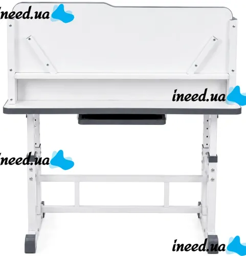 Bambi JU-5129 Convertible Children's Desk and Chair Set—Height-Adjustable Desk and Chair with Shelves and Backpack Holder, 26X-158, Gray