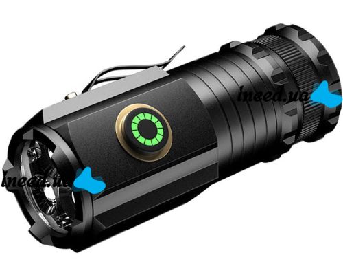 Ручной фонарь со стеклобоем Bailong X-BAIL BL-450XC 5W аккумуляторный светодиодный мини LED фонарик с креплением, молотком и магнитом 800 лм Type-C