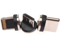Магнітна зарядка для телефону Hoco X - cable Magnetic 3 в 1 круглий USB кабель micro lightning type-c 1 м шнур з LED підсвічуванням M3 для Android IOS