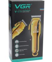 Беспроводная машинка для стрижки волос и бороды VGR V-678 4 в 1 с набором сьемных насадок, профессиональная аккумуляторная мужская машинка USB V678