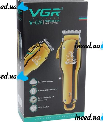 Беспроводная машинка для стрижки волос и бороды VGR V-678 4 в 1 с набором сьемных насадок, профессиональная аккумуляторная мужская машинка USB V678