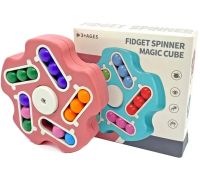 Children's Educational Spinner Fidget Spinner Magic Cube Pink,Blue, Rotating Magic Puzzle Toy for Children from 3 years Old, Antistress