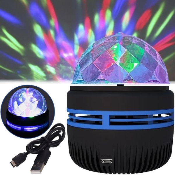 Discoshar-Starry Sky Projector Led Mini Magic Ball Desktop RGB Projector, Round LED LED Lamp, 3D Night Light Discoshar USB Black