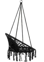 Підвісне крісло-гойдалка Outtec Boho XXL O-66487 120x80x60 см плетена садова гойдалка, бразильський гамак для дому та тераси до 150 кг Чорний
