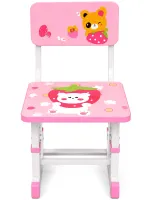 Bambi JU-5129 Convertible Children's Desk and Chair Set—Height-Adjustable Desk and Chair with Shelves and Backpack Holder, 26X-157, Pink