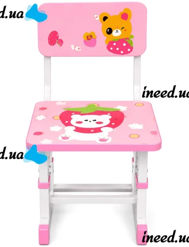 Bambi JU-5129 Convertible Children's Desk and Chair Set—Height-Adjustable Desk and Chair with Shelves and Backpack Holder, 26X-157, Pink