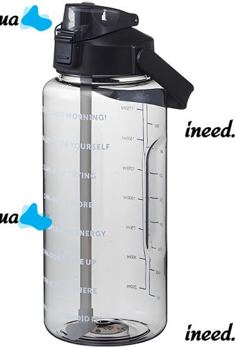 Sports Bottle with Water Drinker Water Bottle Large Gym 2L Portable Airtight Bottle with Timer, Straw and Handle for Sports