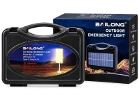 Bailong ZJ-HW006 Spotlight Charging Station with Remote Control, Lantern with String Lights on a Tripod, Featuring a Power Bank and Solar Panel, Powered by a Battery and Cigarette Lighter