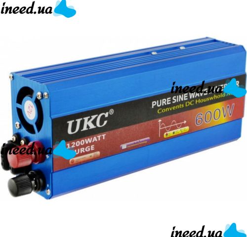Перетворювач з чистою синусоїдою UKC AC/DC 12V-220V 600W автомобільний інвертор напруги струму 12В 220В 600 Вт акумулятор від прикурювача