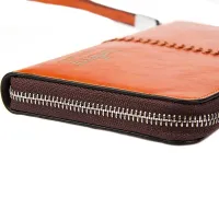 Чоловічий гаманець клатч Baellerry Leather Model 1 W009 Orange з відділенням для телефону, чоловіче портмоне на 21 відділень для купюр Помаранчевий