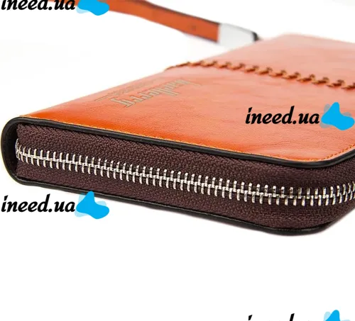 Чоловічий гаманець клатч Baellerry Leather Model 1 W009 Orange з відділенням для телефону, чоловіче портмоне на 21 відділень для купюр Помаранчевий