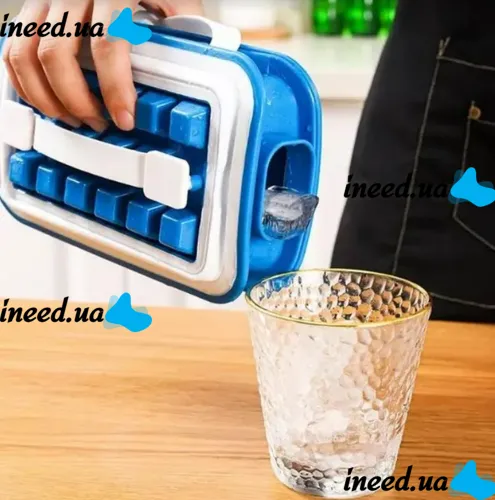 Герметична силіконова форма для льоду з кришкою на 18 клітинок Fill + Carry Without Spilla, Контейнер ледница 18 кубиків, Ледница для заморозки води