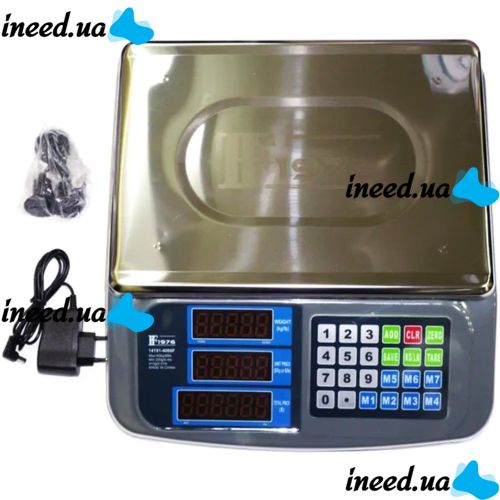 Electronic trading scales up to 40 kg F1976 14191-4066F 33*35 cm desktop scales for trading with price counter and calculator, rechargeable for 40 kg