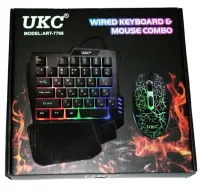 UKC 7768 Gaming Set Wired Keyboard and Mouse with RGB LED Backlight 45 Keys, Computer Kit Mouse with Keyboard for PC Black