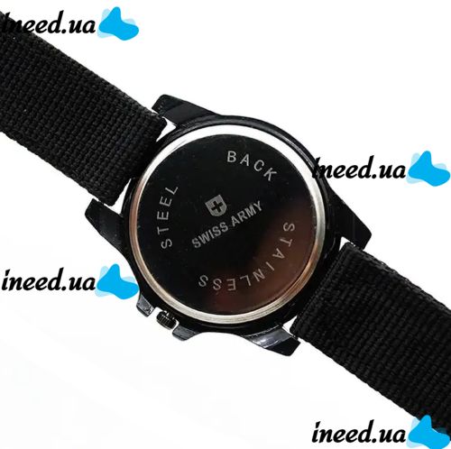 Чоловічі наручні армійські Годинники Swiss Army кварцові годинники Quartz на руку з ремінцем з нейлону 29 см чорні