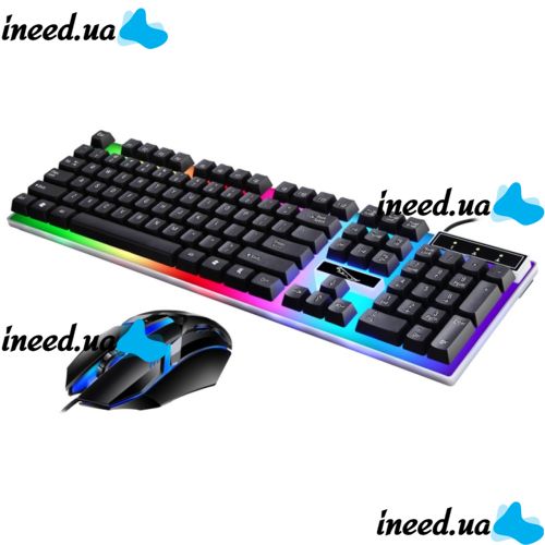 Ігровий набір Gaming ZGB G21B дротова ігрова клавіатура і миша для ПК з RGB світлодіодним підсвічуванням, Комп'ютерний комплект мишка і клавіатура