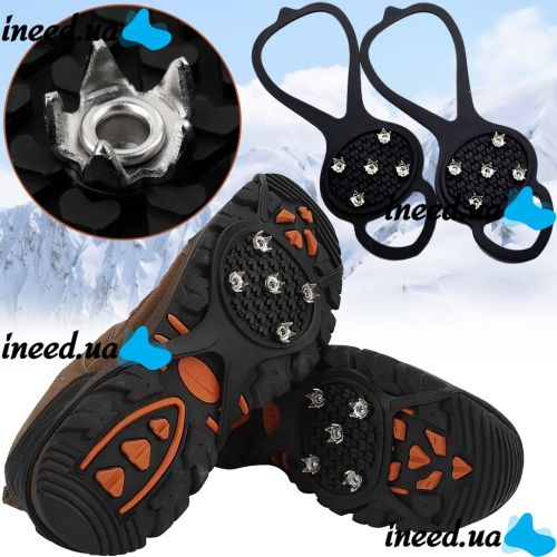 Ice walkers with prefabricated spikes for shoes size 36-45, rubber pads from ice, shoe ladders with metal spikes for walking on ice