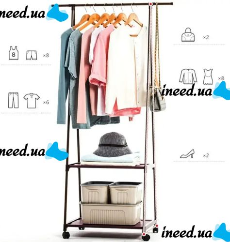 Підлогова вертикальна стійка вішалка для одягу Coat rack Traingular 160Х55 см багатофункціональна пересувна полиця для зберігання речей до 20 кг