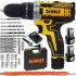 Cordless drill screwdriver DeWalt DCF680Z2FA (12V, 2AH) complete set with a set of Dewalt tools with nozzles and bits (28 units) in a case