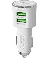 Автомобільний зарядний пристрій Ldnio DL-C29 Car Charger 2USB 3.4 A адаптер живлення, автозарядка в прикурювач зі шнуром Lightning White Білий
