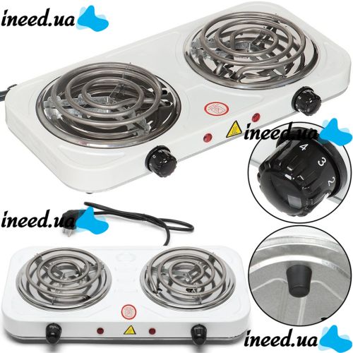 Настільна двоконфорочна електроплита Hot Plate Electric Cooking JX-2020b спіральна плита на 2 конфорки 5 режимів 2000W з термостатом індикатором