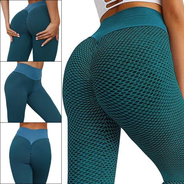 Женские спортивные леггинсы Staples Scrunch Bum Зеленые с завышенной высокой талией и эффектом пуш-ап утягивающие бесшовные лосины для фитнеса push up