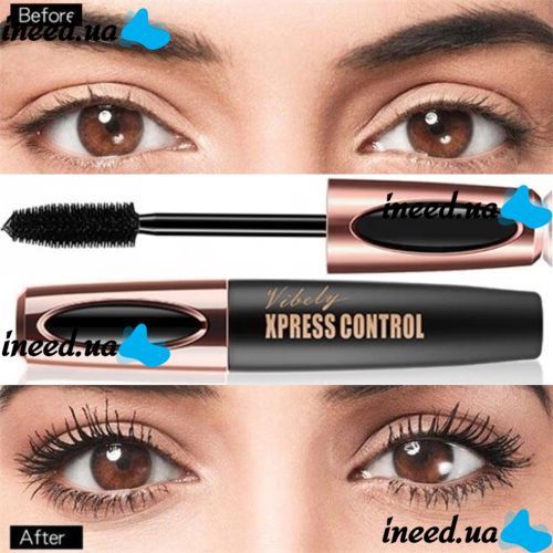 4D Vibely Xpress Control mascara with silk fiber, voluminous, waterproof with the effect of elongation 4D Black 10 ml