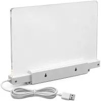 Acrylic LED Drawing Board T-466: LED Table Lamp on a Stand with Backlight and Markers for Notes, 15 x 15 cm, USB
