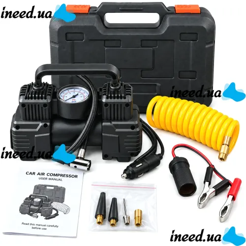 Halfsun SCK619 Two-Cylinder Car Compressor with a Tire Inflation Tool Kit (150 PSI) and XL-1025 Cigarette Lighter Air Pump