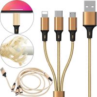 Тройной зарядный USB кабель Proda Azeada Cavalry PD-B92th 3в1 Micro-USB, Type-C, Lightning для зарядки телефона 1.5м, Зарядка шнур 2.4 А Золотой
