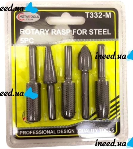 Set of H-Tools T332-M 5 piece milling drill bits for simultaneous drilling and milling in wood and metal Set of 1/4" Grey drill bits