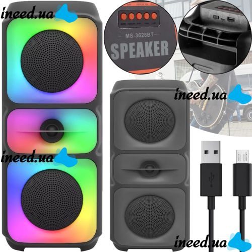 Rechargeable Speaker Speaker Bluetooth SPEAKER MS-3629BT with RGB LED Backlight Wireless Bluetooth Speaker System E4109 FM AUX from battery