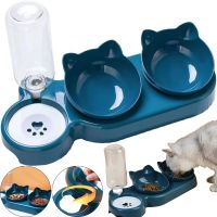 Потрійна годівниця для води з кормом Cat Bowl with Water Dispenser з автоматичною поїлкою 500мл для собак і кішок, поїлка з двома мисками для корму