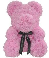 Little Teddy Bear made of Artificial 3D Roses Teddy Bear de Luxe 25 cm Pink, Light Pink Teddy Bear
