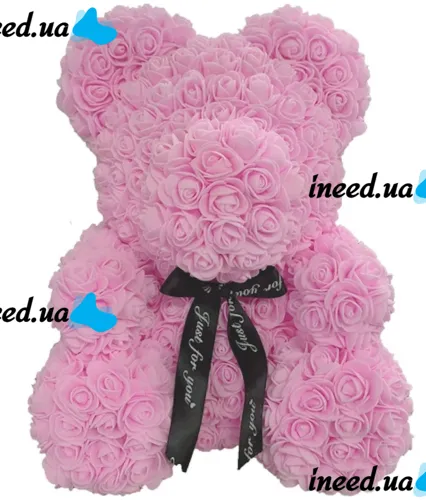 Little Teddy Bear made of Artificial 3D Roses Teddy Bear de Luxe 25 cm Pink, Light Pink Teddy Bear